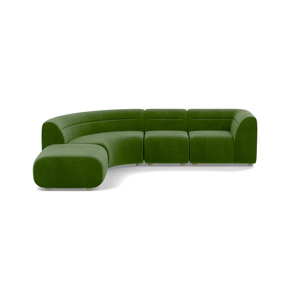 Heal's Lilli Left Hand Facing Curved Corner Sofa Smart Luxe Velvet Grass Natural Beech Feet 1