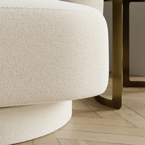Carmen Curved Ivory Chunky Chenille Swivel Chair 4