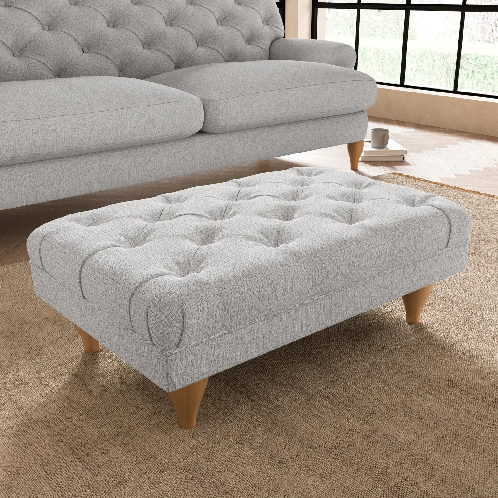 Warwick Textured Weave Footstool Textured Weave Silver