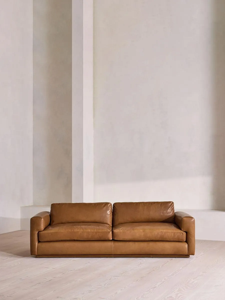 Mossley Three Seater Sofa, Leather, Chestnut