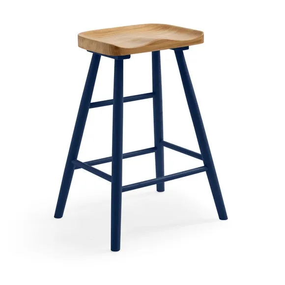 Loxwood Counter Height Painted Leg Bar Stool, Solid Oak 5
