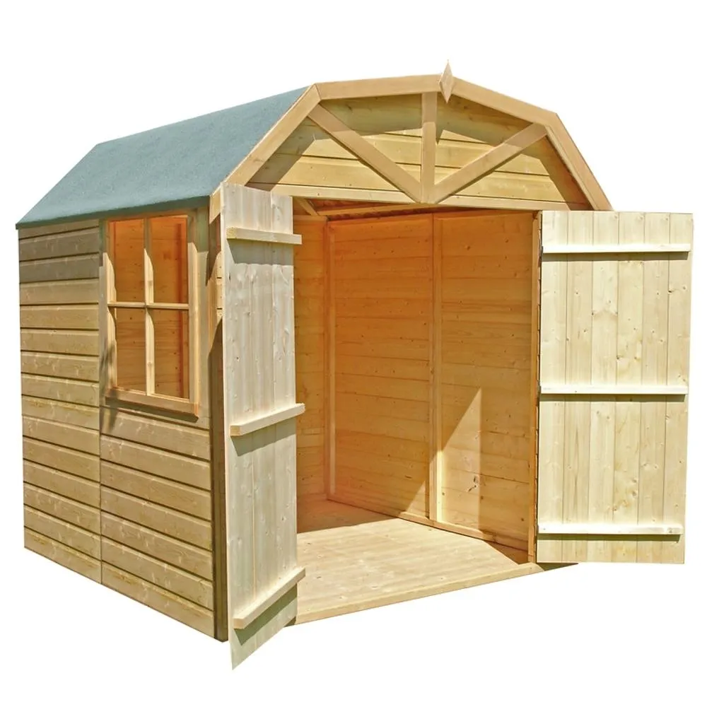 Shires Barn Double Doors Tongue & Groove Garden Shed Workshop Approx 7x7 ft in Light Tan