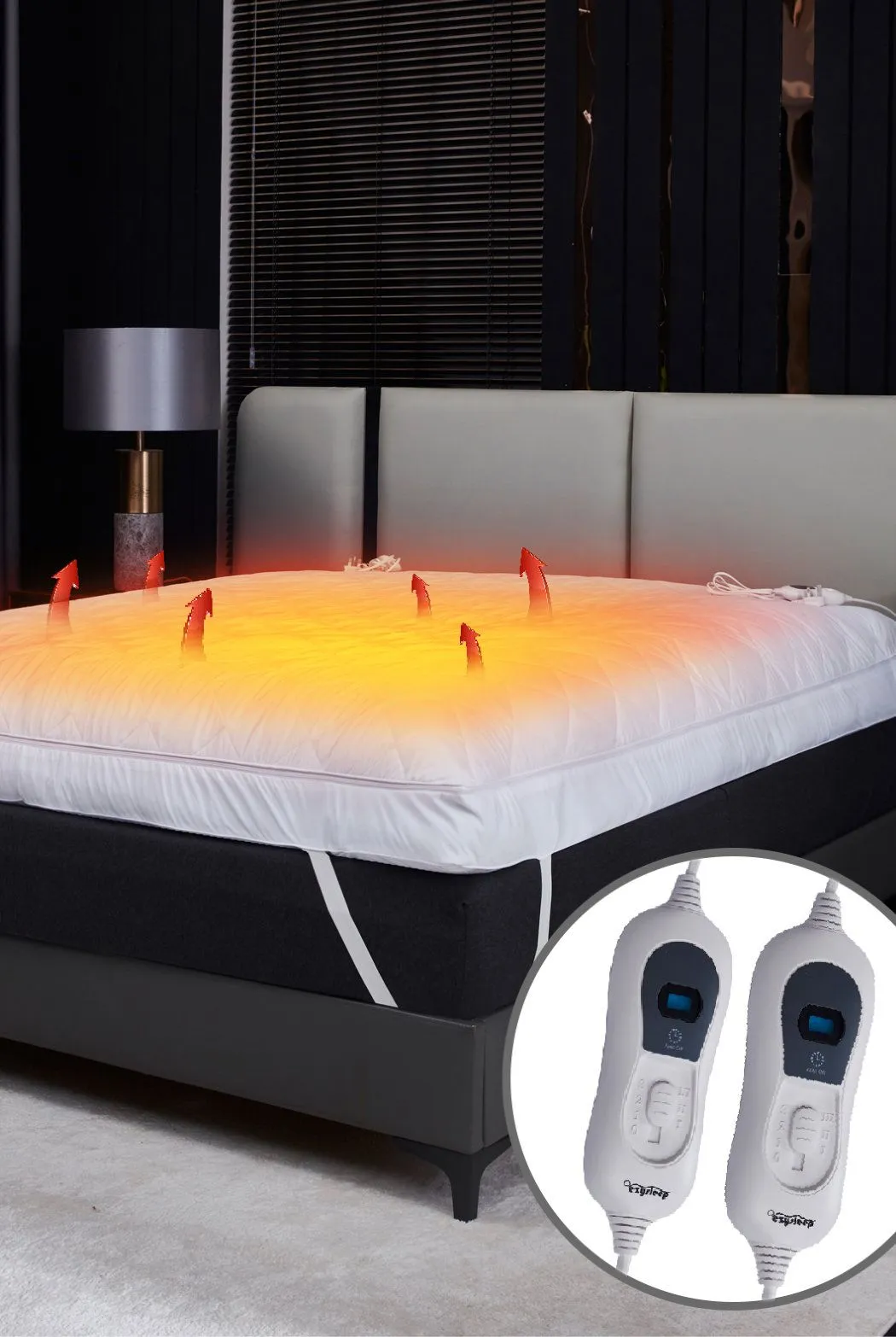 Ezysleep 4 Inch Extra Thick Heated Mattress Topper in White
