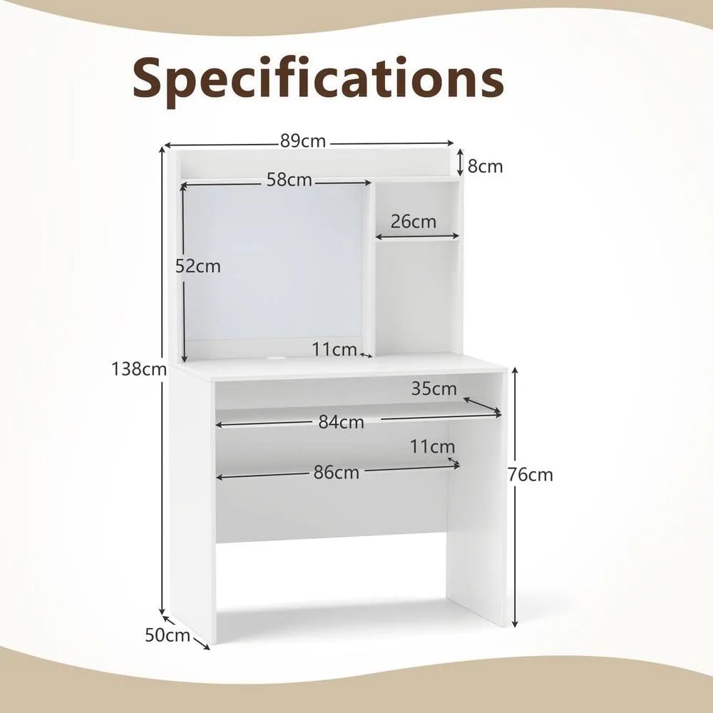 Costway Computer Desk Home Office Writing Table w/ Magnetic Bulletin Board in White 2
