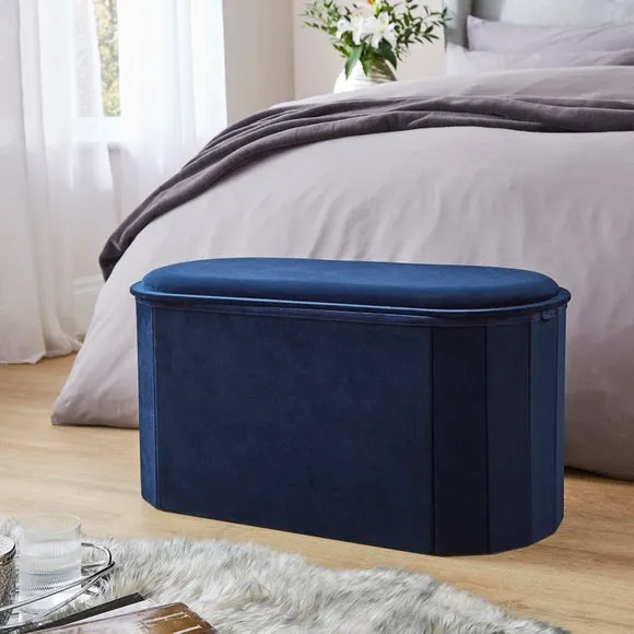 Recycled Velour Lozenge Ottoman with Tray 1