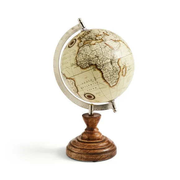 Vintage Style Globe with Mango Wood Base 3