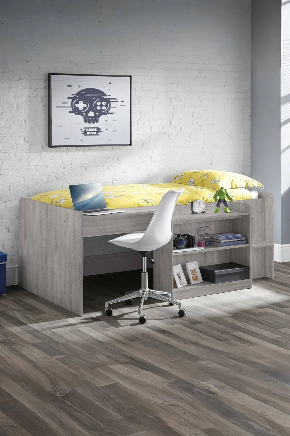 Julian Bowen Neptune Midsleeper Cabin Bed with Desk in Grey 1