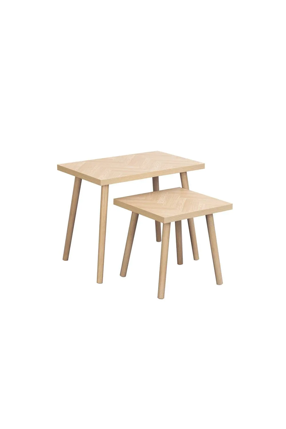 Birlea Herringford Nest Of Tables Oak Parquet Design in Brown 5