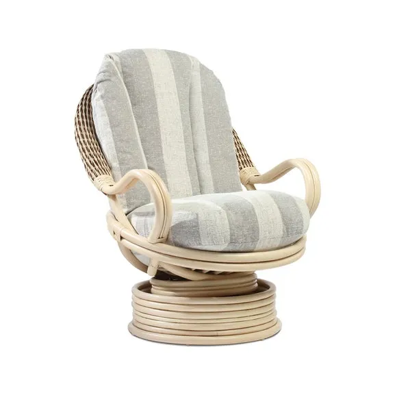 Desser Dijon Rattan Athena Stripe Deluxe Swivel Rocking Chair 2