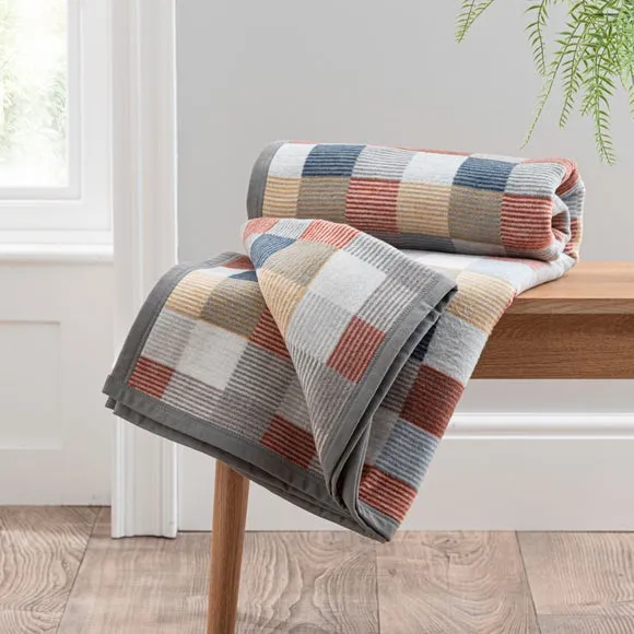 Super Soft Mini Squares Orange Throw Blanket 1