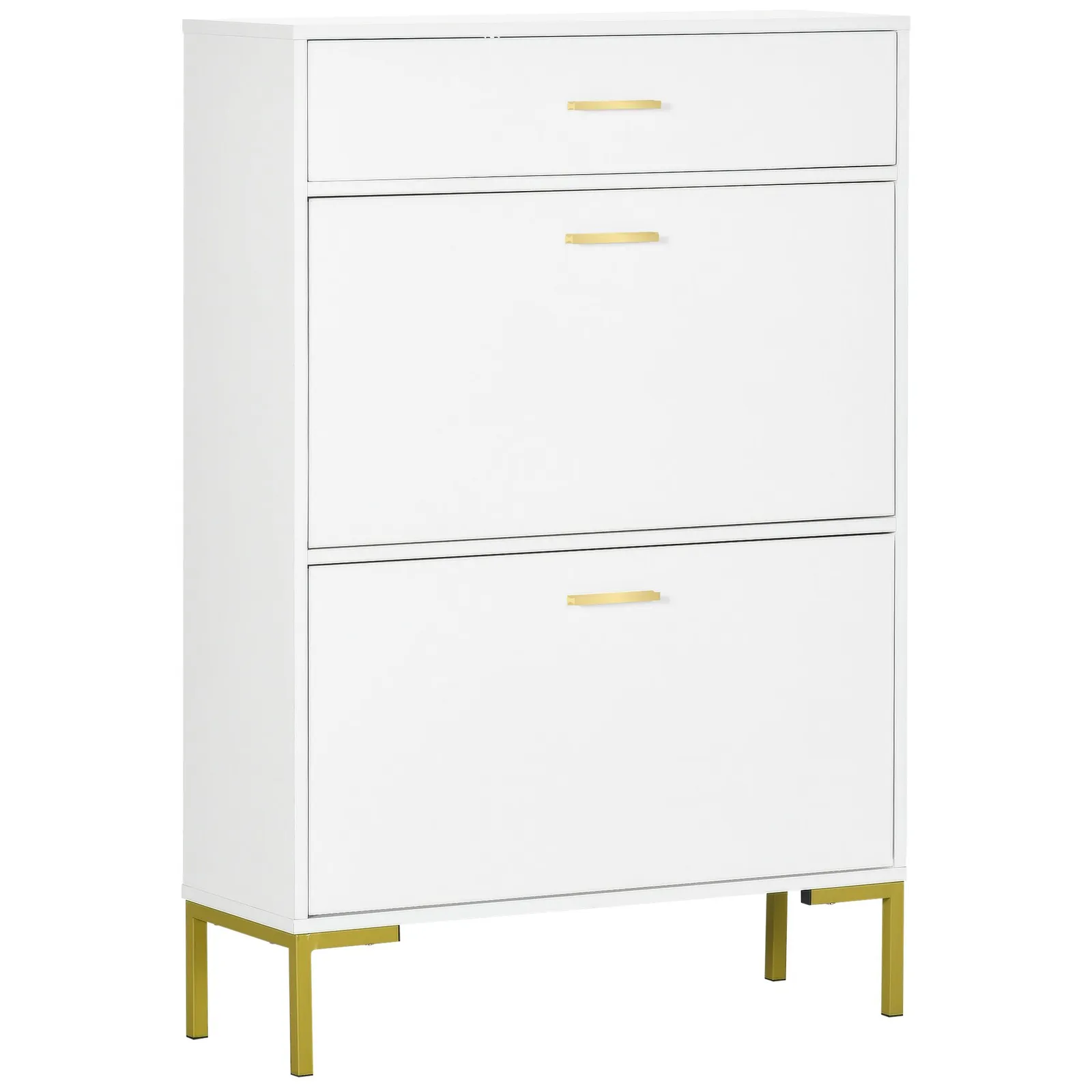 HOMCOM Shoe Cupboard for Hallway with Flip Drawers 12 Pair Shoe Storage in White 2