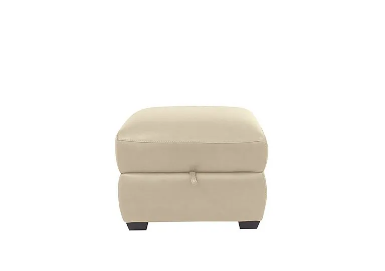 Cozee Leather Storage Stool - BV Bisque
