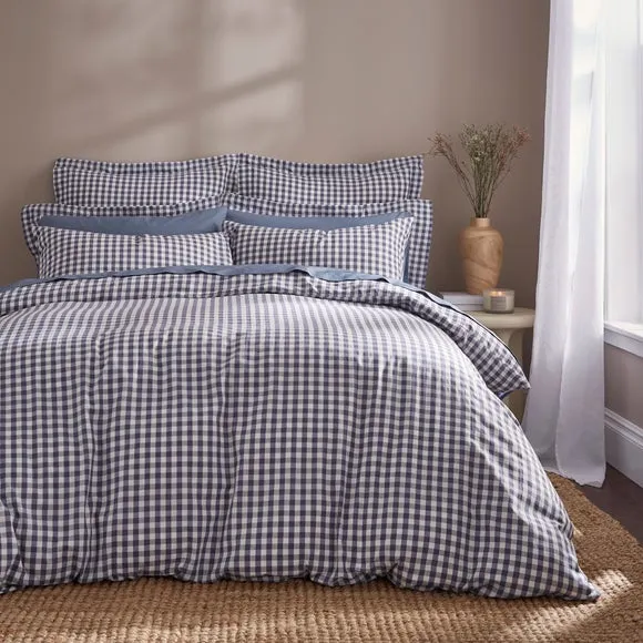 Portloe Woven Gingham 100% Cotton Duvet Cover & Pillowcase Set 1