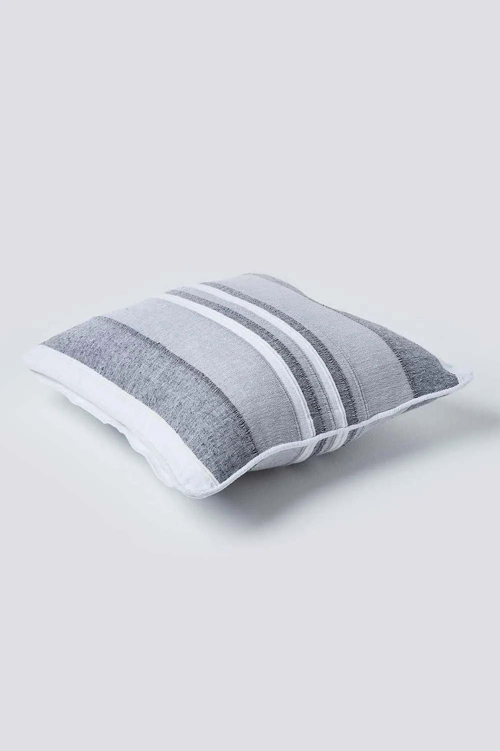 Homescapes Cotton Striped Morocco Cushion Cover in Light Grey 3
