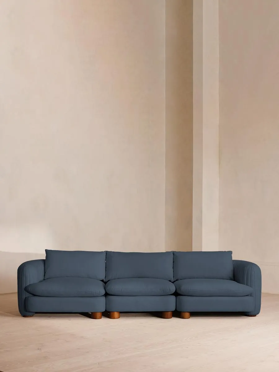 Vivienne Modular Sofa, Four Seater, Linen, Prussian Blue