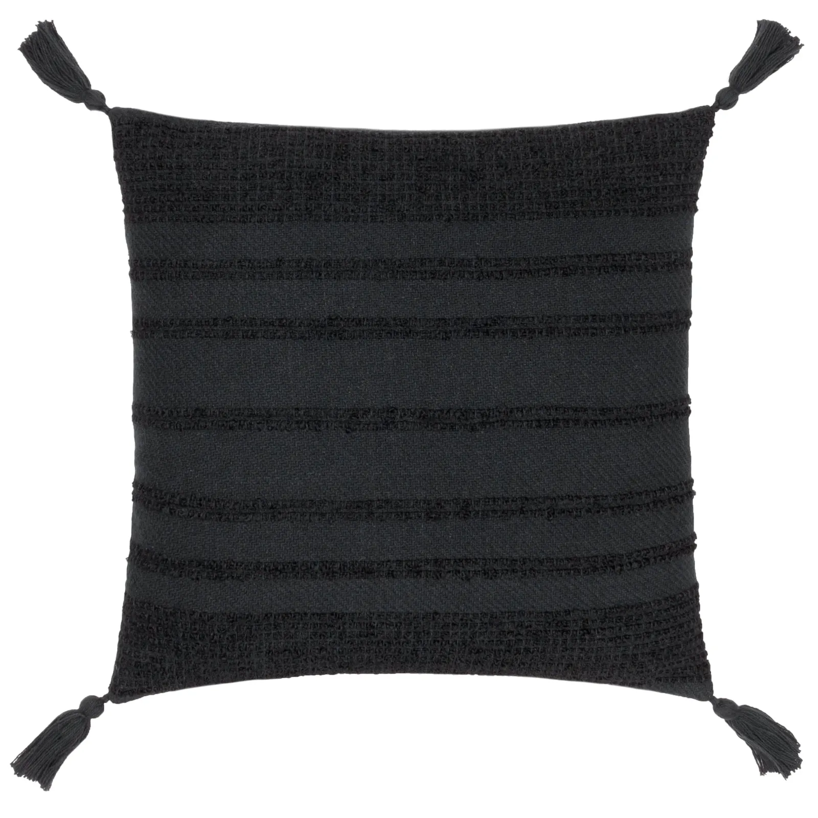 Yard Larch Woven Tasselled Cushion in Black 2