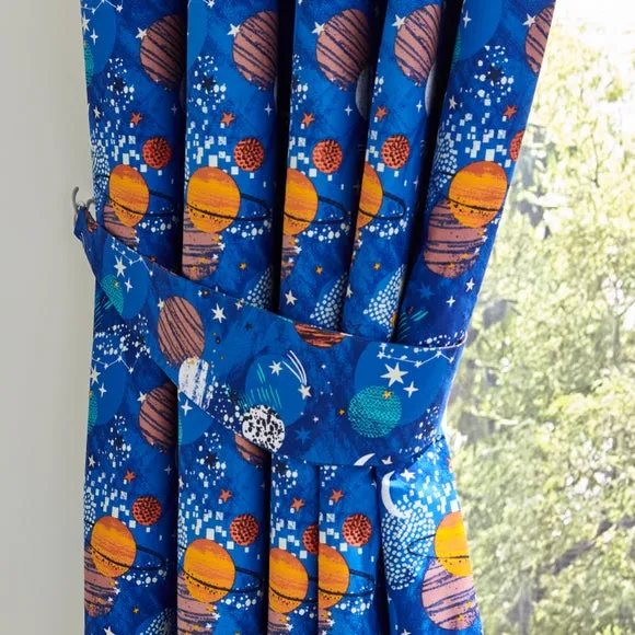 Cosmic Space Blackout Eyelet Curtains 4