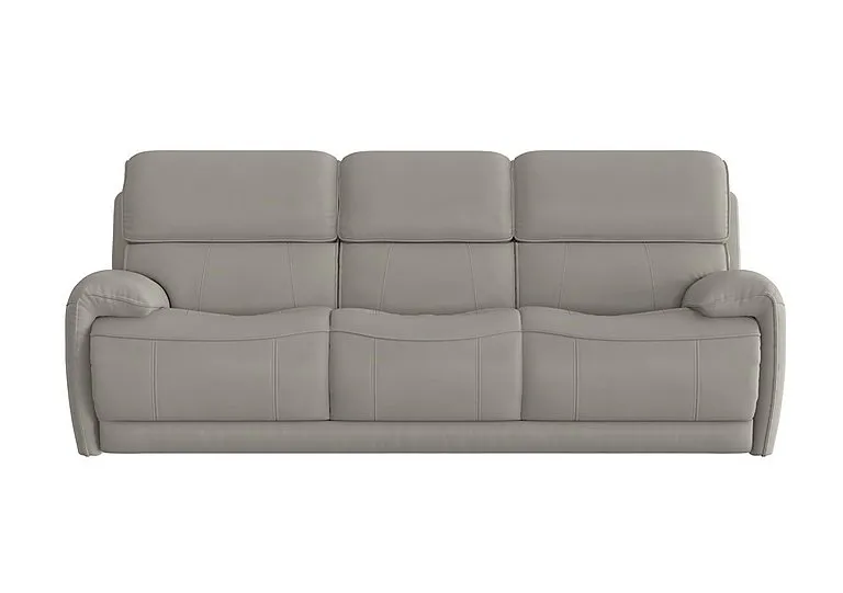 Link 3 Seater Leather Sofa - Silver Grey
