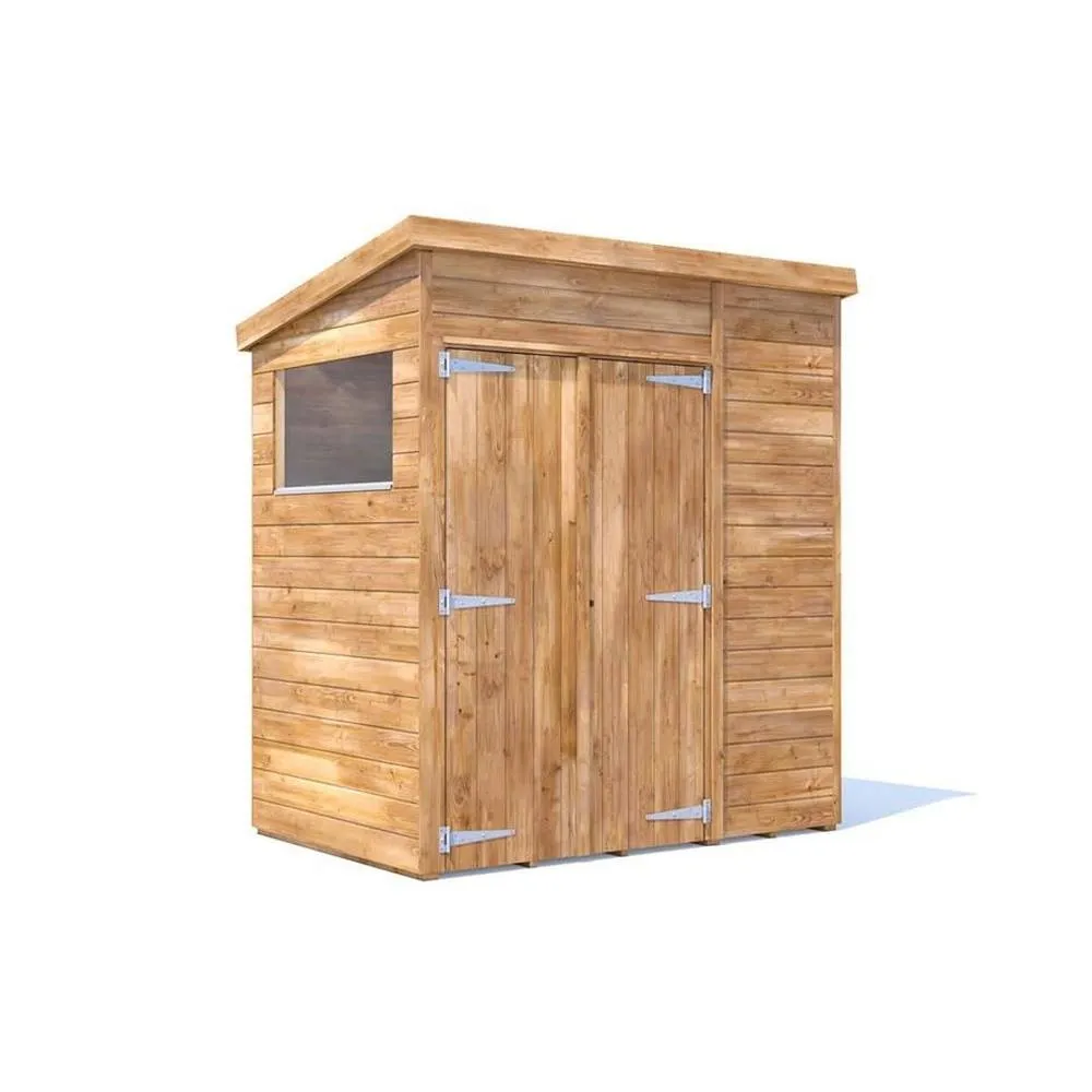 Dunster House Garden Shed 1.8 x 1.2m (6' x 4') 15mm Pent Window - Overlord Modular in Brown