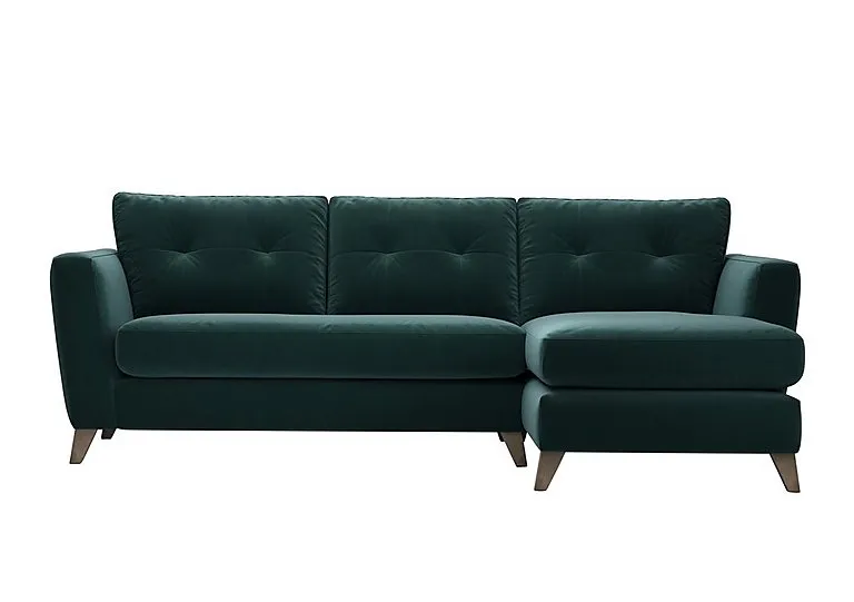 Hermione Fabric Right Hand Facing Corner Sofa with Chaise End - Evening Teal