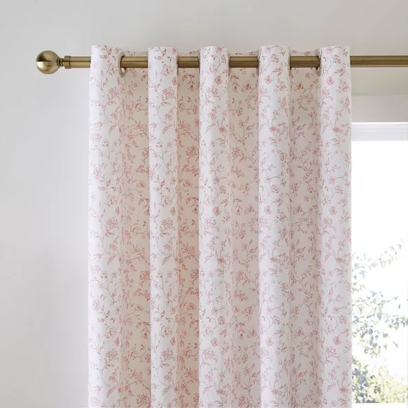 Floral Toile Polycotton Blackout Eyelet Curtains