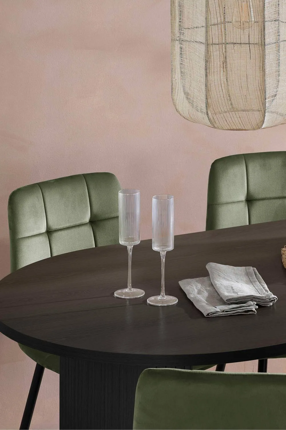 Birlea Axel Oval Fluted Dining Table With 4 Chairs in Black 2