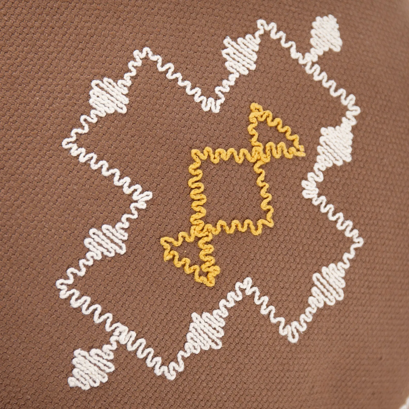 Yard Durdle 100% Cotton Embroidered Tasselled Cushion in Brown 6