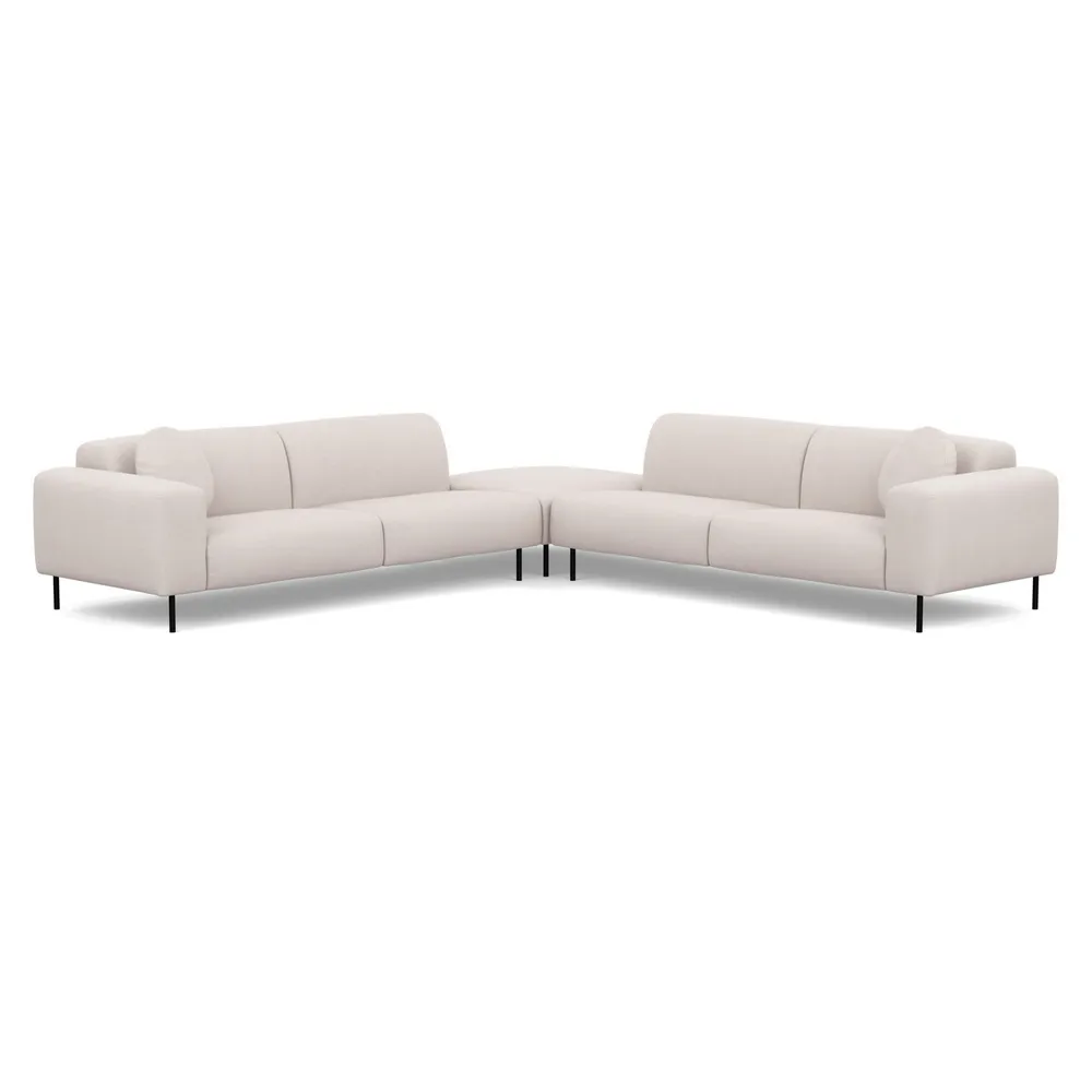 Heal's Luna Large Corner Sofa Tundra Texture Stone Black Feet