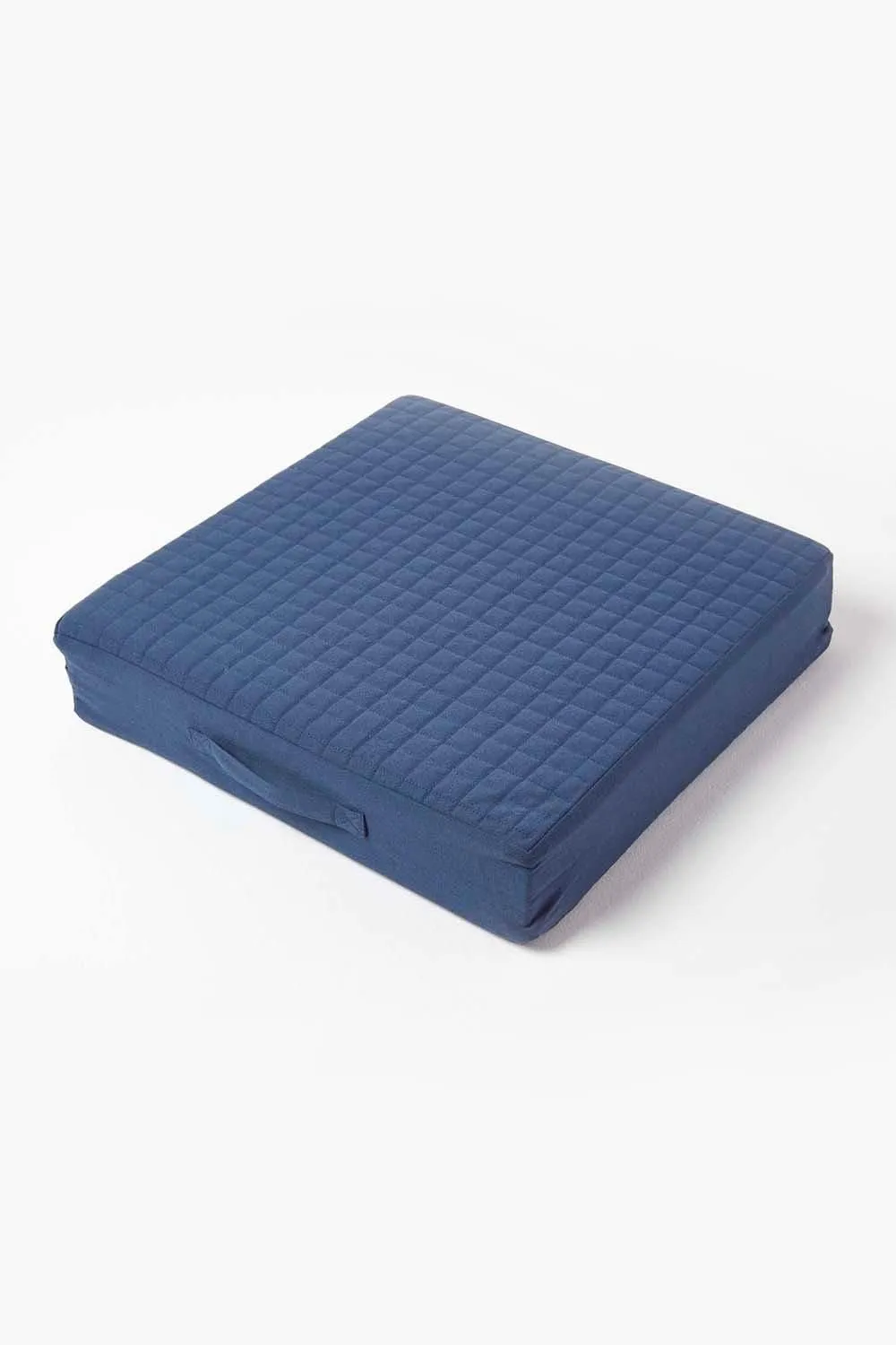 Homescapes Cotton Orthopaedic Foam Armchair Booster Cushion in Navy 3