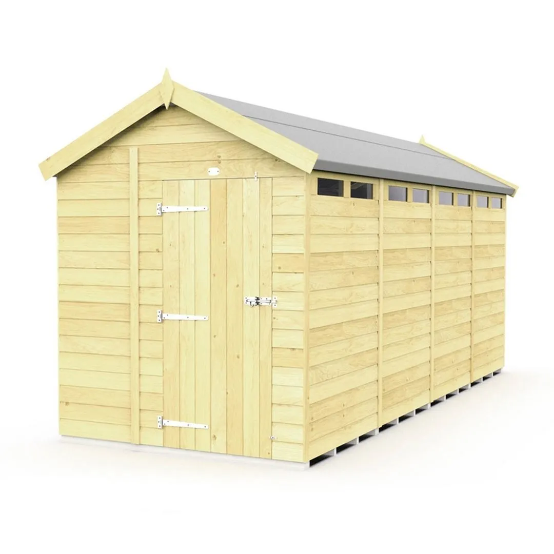 Buttercup Farm 6 x 16 Feet Apex Security Shed - Single Door - L472 x W175 x H217 cm in Brown