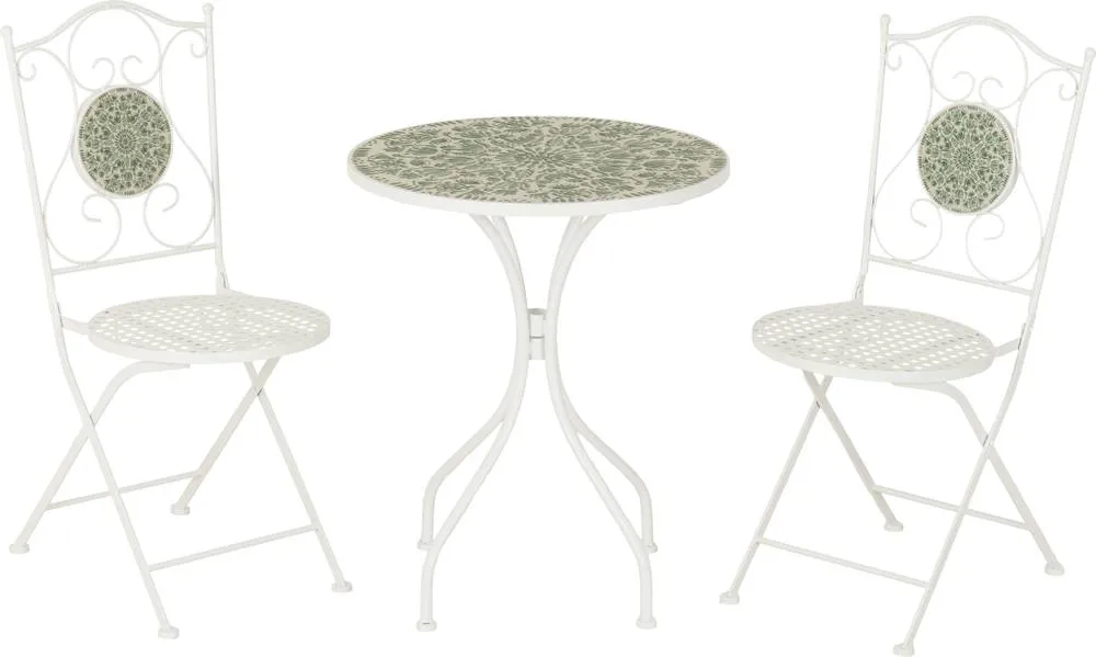 Seconique Ferne Patio Dining Set - White/Green Leaf in White 2