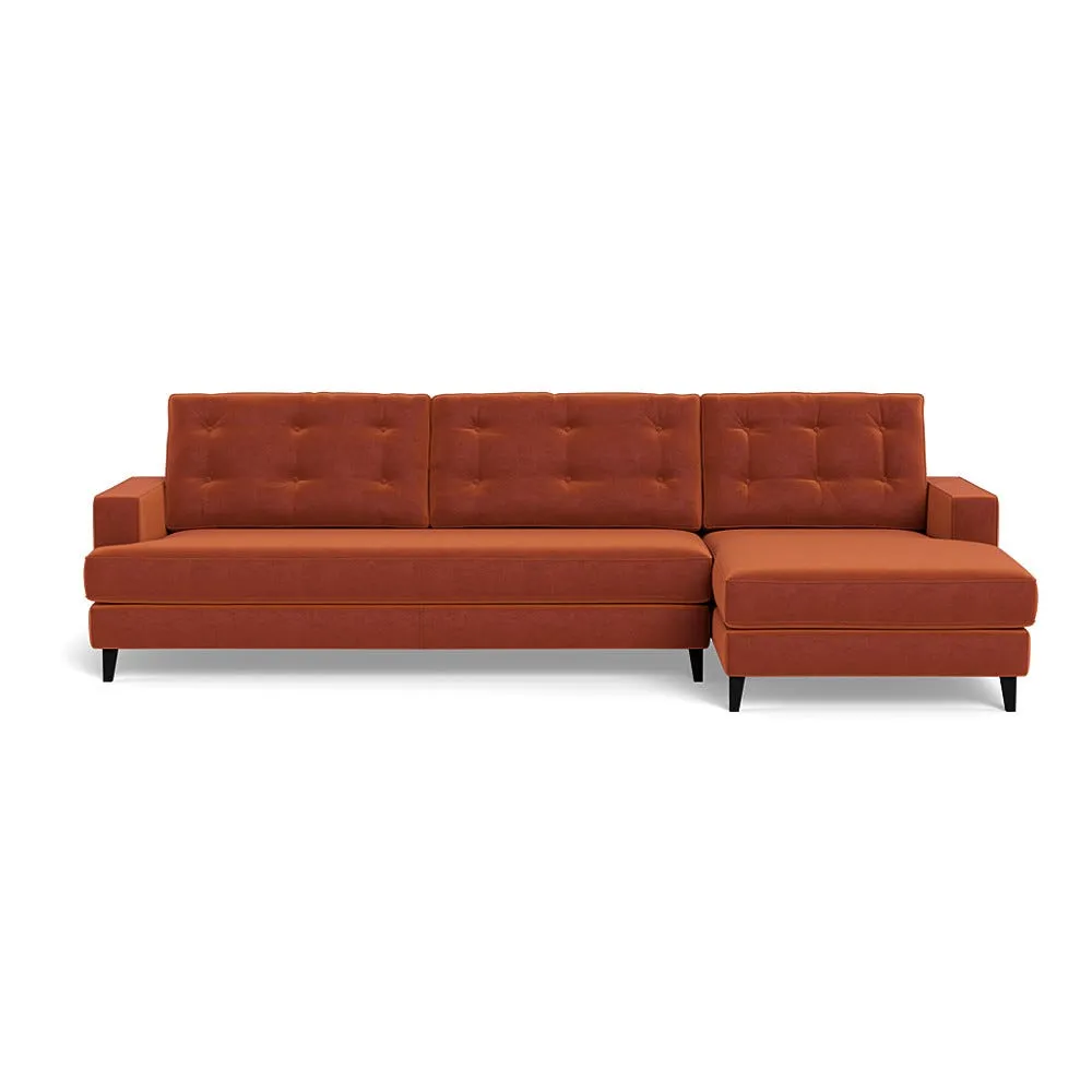 Heal's Mistral Chaise Sofa RHF Cotton Velvet Russet Black Feet 1