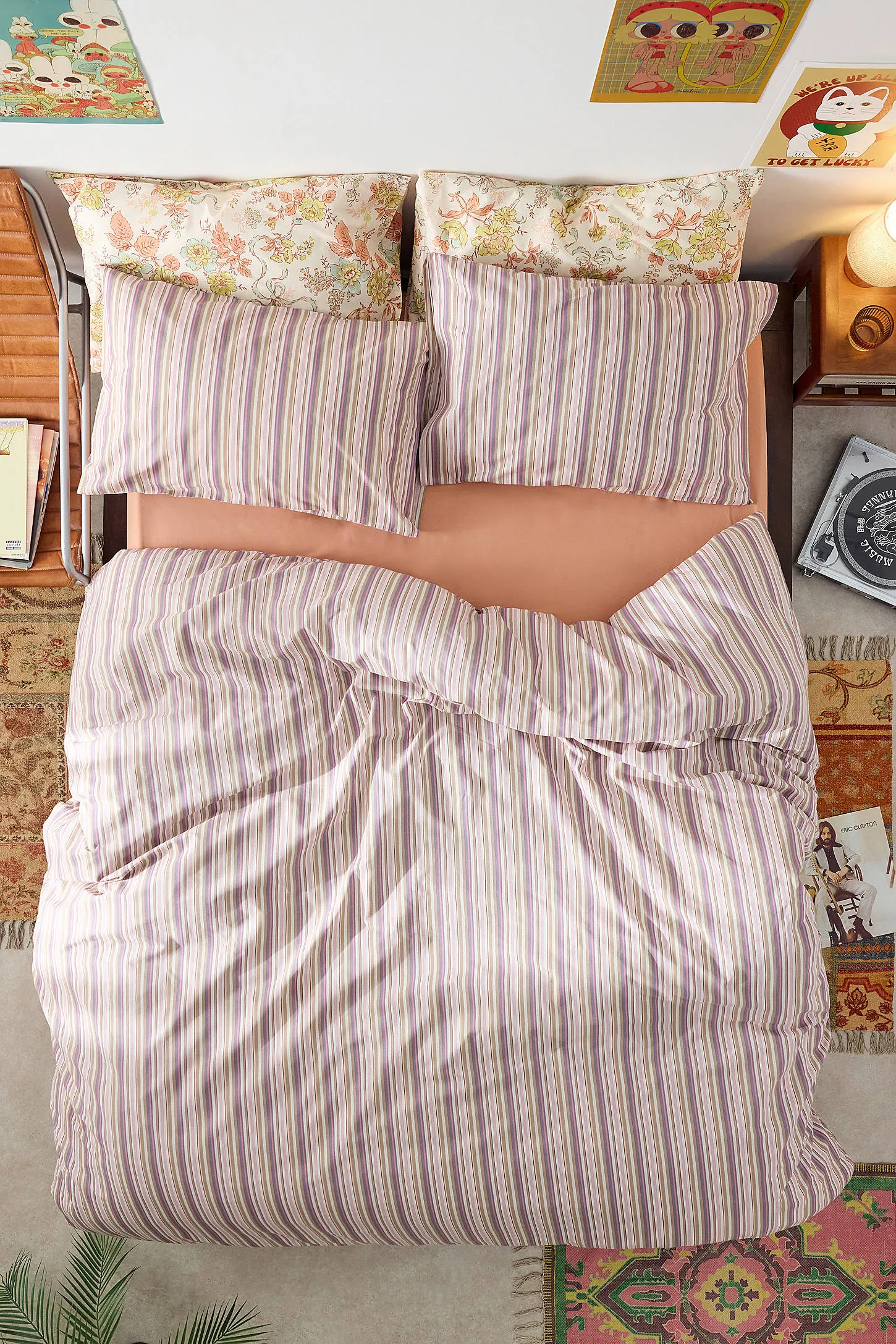 Purple Multi Stripe Duvet Set - Purple