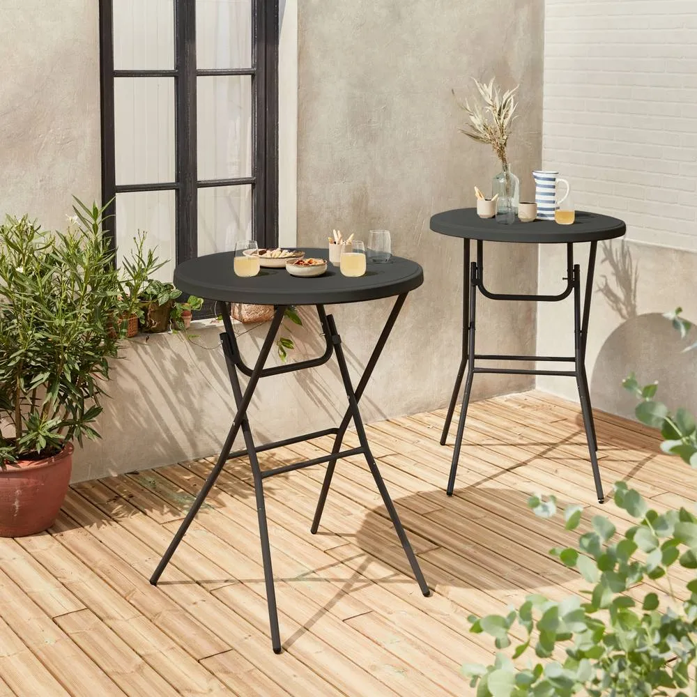 sweeek Pair of foldable high tables in Dark Grey