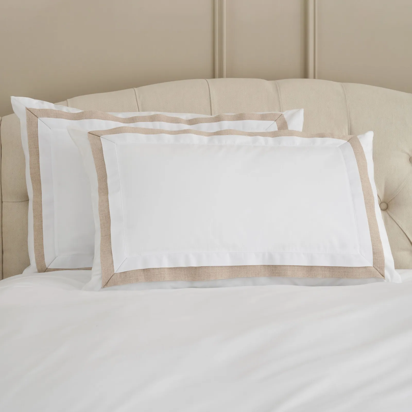 Natural Collection Linen Border Pillowcase Pair, Natural