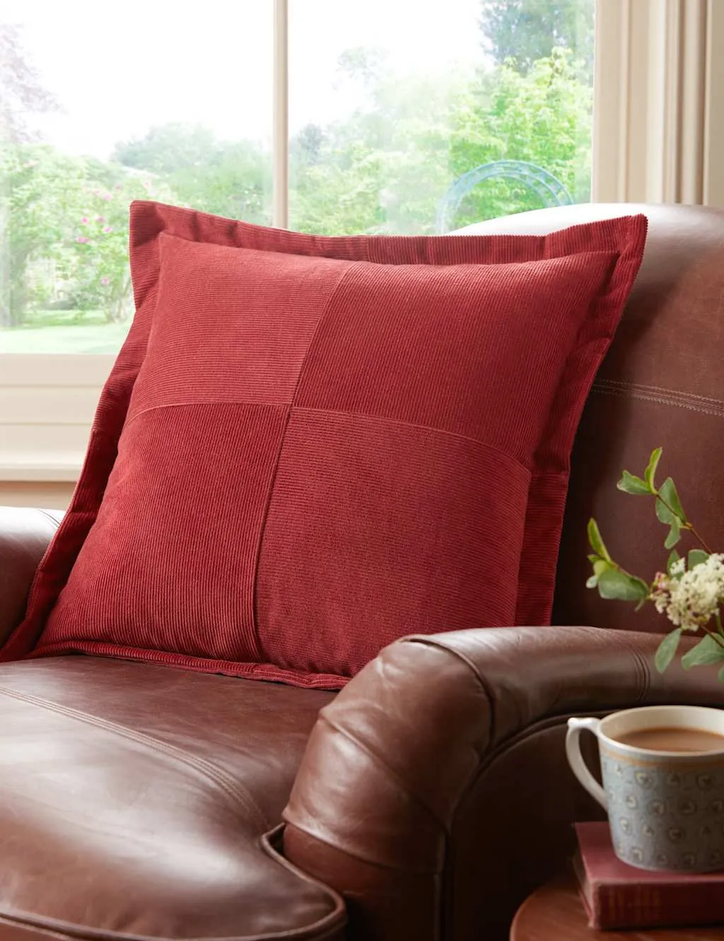 Laura Ashley Dalham Corded Oxford Edge Cushion Red