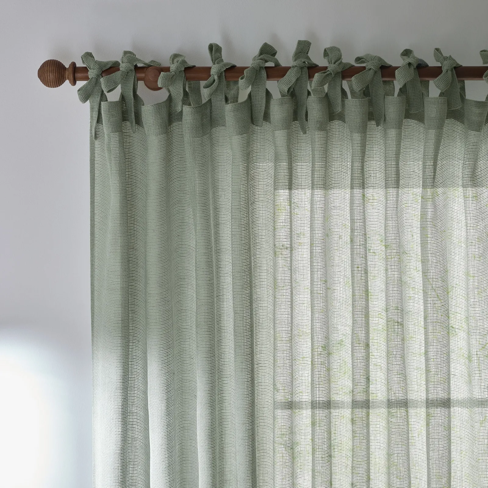 Yard Nimbus Sheer Tie Top Curtain Panel in Light Green 2