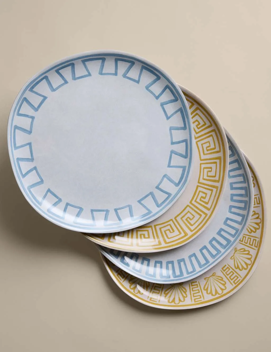 M&S Set of 4 Coastal Picnic Dinner Plates Multi