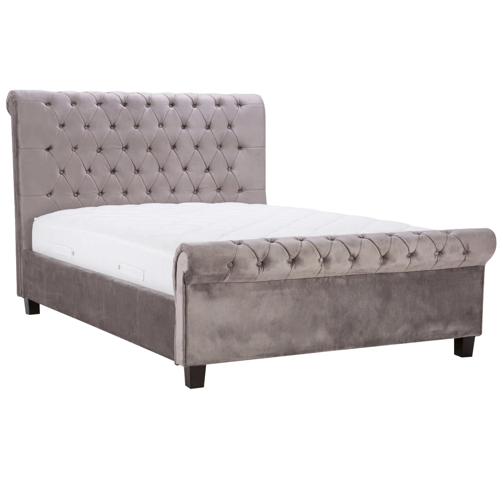 Orbit Silver Velvet Upholstered Bed Frame Silver