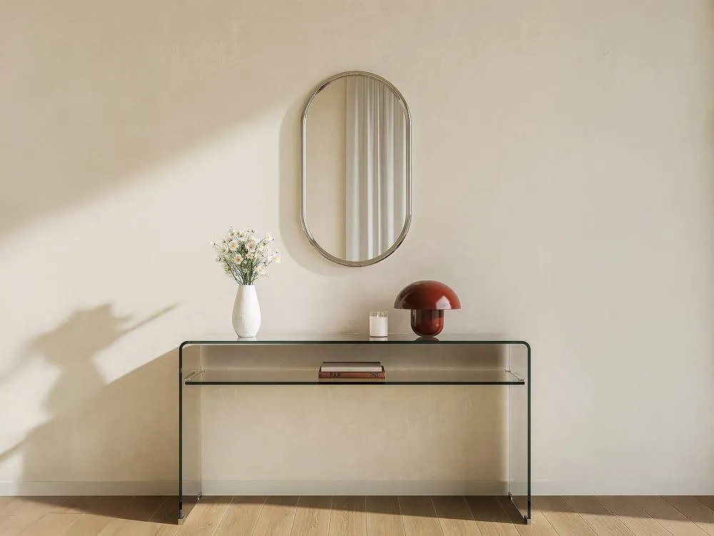 Vente-unique Oval Aluminium Wall Mirror - W. 40 X H. 70 Cm - Chrome - REFLEYA in Silver 3
