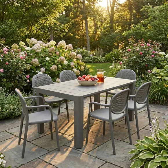 Modura Henrik Rectangular Dining Table with 6 Stina Armchairs