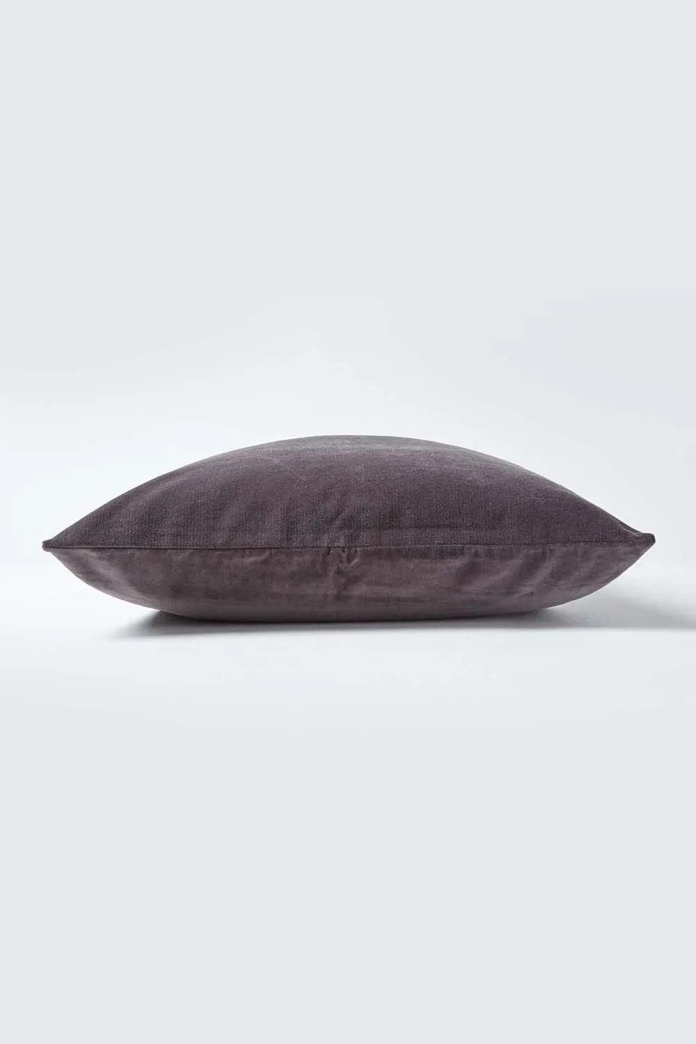 Homescapes Velvet Cushion Cover 100% Cotton, Soft & Machine Washable in Dark Grey 2