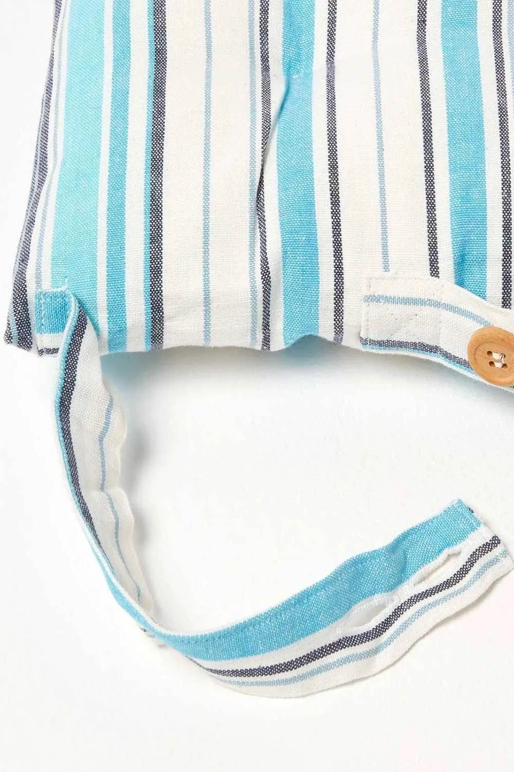 Homescapes Seat Pad Luxury Cotton Blue Striped Indoor Outdoor Garden Cushion, 40cm 4