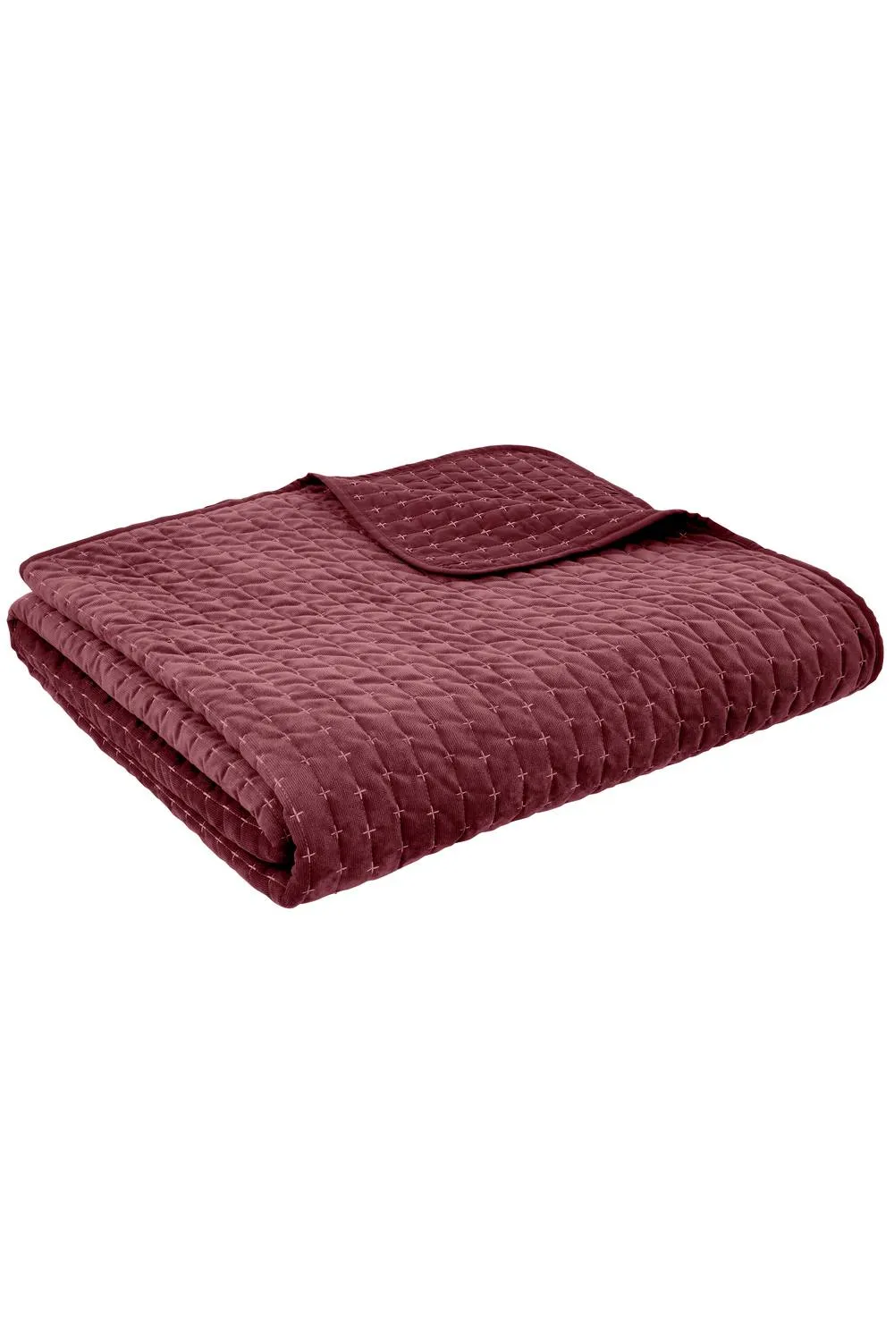 Bianca 'Attica Velvet' Embroidered Bedspread in Burgundy 3
