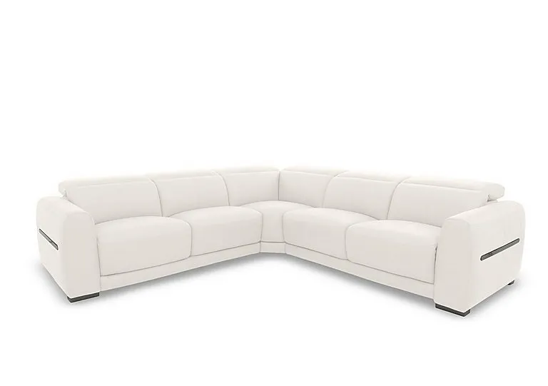Edison Large Leather Corner Sofa - Star White