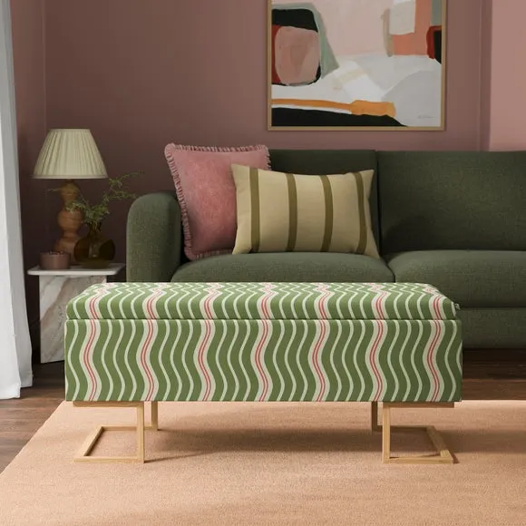 Holland Wiggle Stripe Tray Table Ottoman