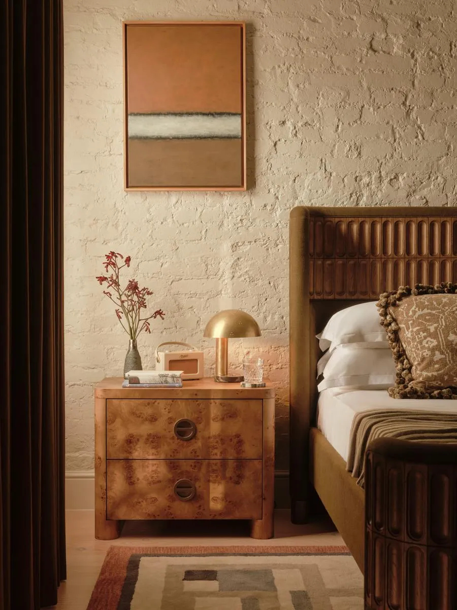 Warwick Bedside Table, Mappa Burl, Large