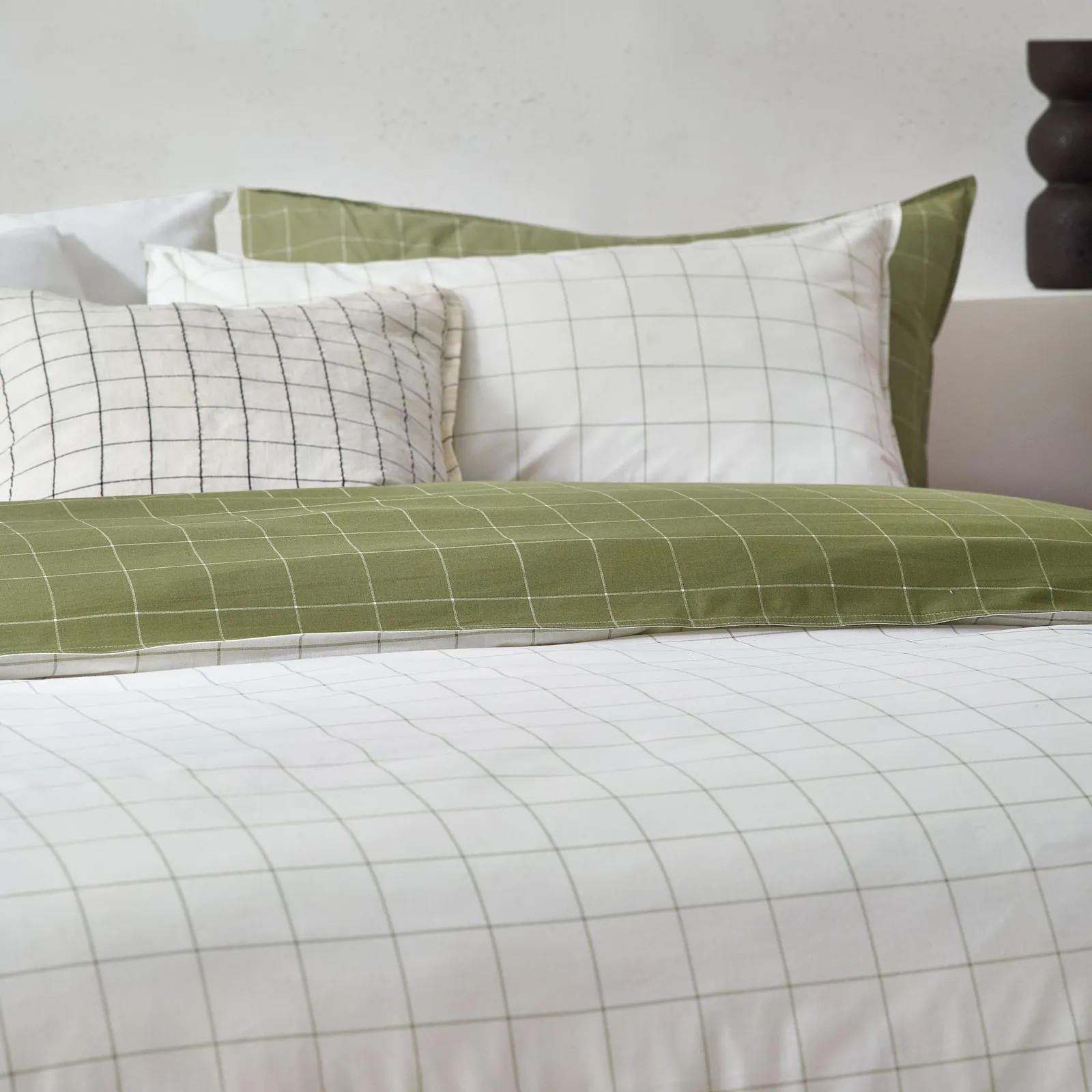 Yard Howarth Check Reversible Duvet Cover Set in Green 3