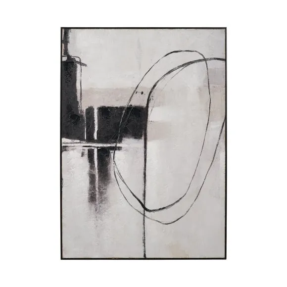 Monochrome Abstract Black Framed Canvas 4