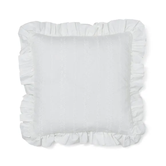 Broderie Anglaise Frilled Cotton Square Cushion Cover 2